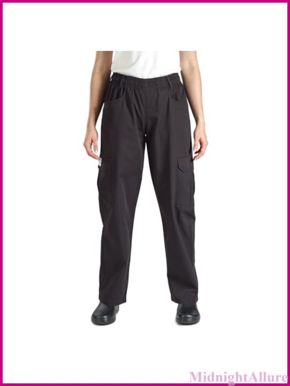 Women's Chef Cargo Pants Poly Cotton Twill Work Utility Wide Leg Relaxed Fit
